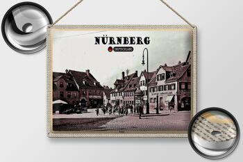 Plaque en étain villes Nuremberg Wöhrd vieille ville peinture 40x30cm 2