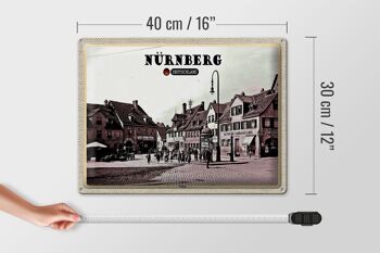 Plaque en étain villes Nuremberg Wöhrd vieille ville peinture 40x30cm 4