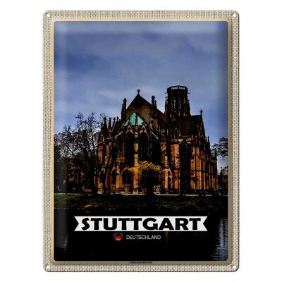 Panneau en étain villes Stuttgart Johanneskirche, 30x40cm, cadeau