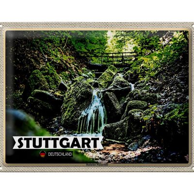 Plaque en tôle villes Stuttgart Heslach cascades 40x30cm