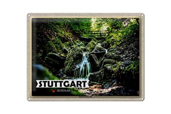 Plaque en tôle villes Stuttgart Heslach cascades 40x30cm 1