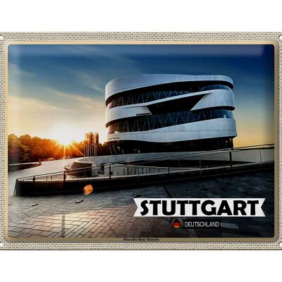 Cartel de chapa ciudades Stuttgart Museo Mercedes-Benz 40x30cm