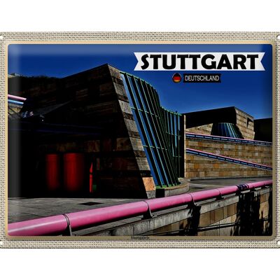 Cartel de chapa Ciudades Stuttgart Galería Estatal Arquitectura 40x30cm