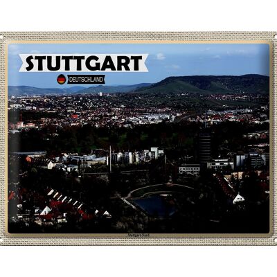 Cartel de chapa ciudades Stuttgart Norte de Alemania 40x30cm