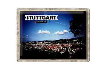 Plaque en tôle avec vue sur les villes de Stuttgart Sud 40x30cm 1