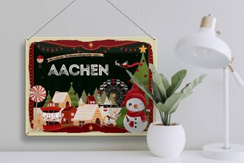 Plaque en tôle Salutations de Noël AACHEN cadeau 40x30cm 3