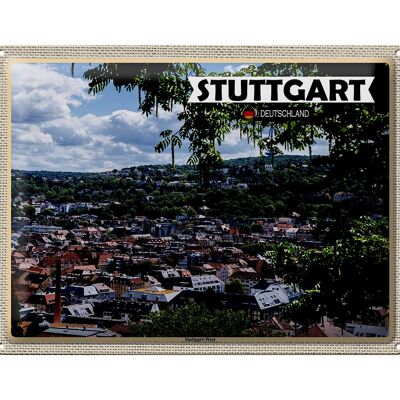 Cartel de chapa con vistas a la ciudad de Stuttgart Oeste 40x30cm