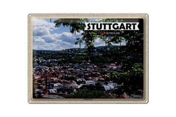 Plaque en tôle avec vue sur la ville de Stuttgart Ouest 40x30cm 1