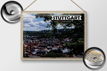 Plaque en tôle avec vue sur la ville de Stuttgart Ouest 40x30cm 2