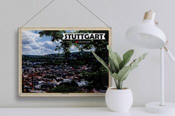 Plaque en tôle avec vue sur la ville de Stuttgart Ouest 40x30cm 3