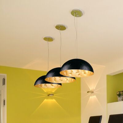 s.LUCE Lampada a sospensione Blister 2.0 - nero / oro, Ø 40cm