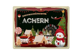 Plaque en tôle Salutations de Noël ACHERN cadeau 40x30cm 1