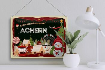 Plaque en tôle Salutations de Noël ACHERN cadeau 40x30cm 3