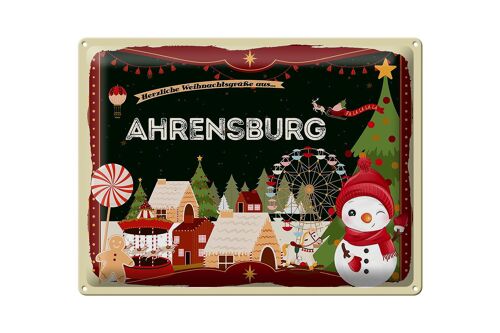 Blechschild Weihnachten Grüße aus AHRENSBURG Geschenk 40x30cm