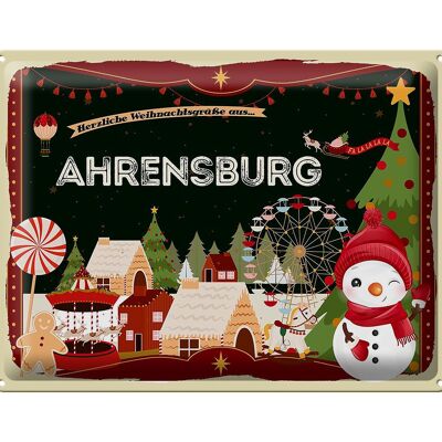 Blechschild Weihnachten Grüße aus AHRENSBURG Geschenk 40x30cm