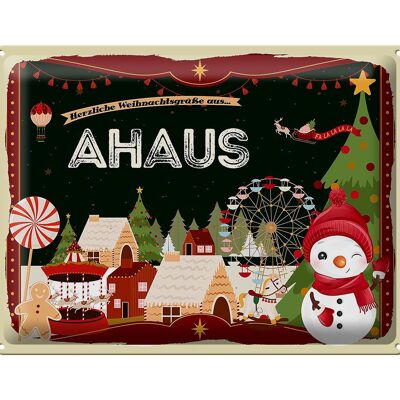 Blechschild Weihnachten Grüße aus AHAUS Geschenk 40x30cm