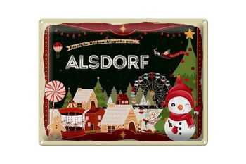 Plaque en étain "Vœux de Noël d'ALSDORF", cadeau 40x30cm 1