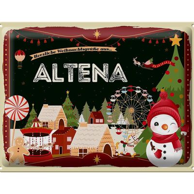 Cartel de chapa Saludos navideños de ALTENA regalo 40x30cm