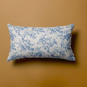 Coussin décoratif bleu en gaze de coton 1