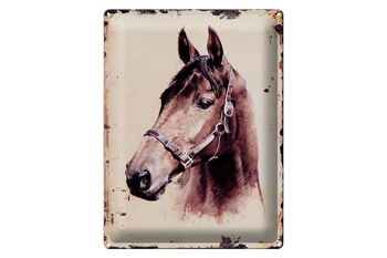 Signe en étain rétro 30x40cm, Portrait tête de cheval de droite 1