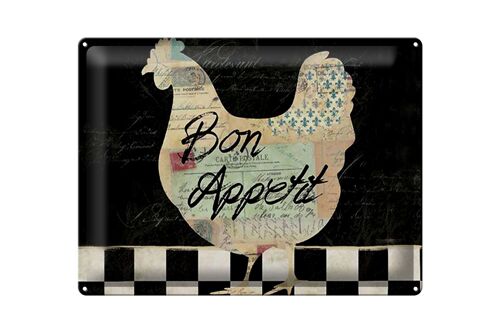 Blechschild Spruch 40x30cm Huhn Hühner Bon Appetit Eier