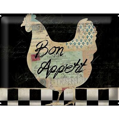 Blechschild Spruch 40x30cm Huhn Hühner Bon Appetit Eier