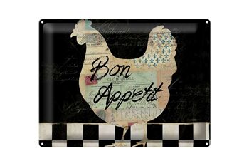 Panneau en étain disant 40x30cm poulet poules bon appétit oeufs 1