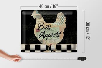 Panneau en étain disant 40x30cm poulet poules bon appétit oeufs 4