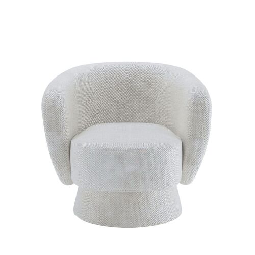 Fauteuil pivotant en tissu chenille blanc Salma