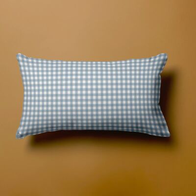 Blue Vichy cushion in cotton gauze