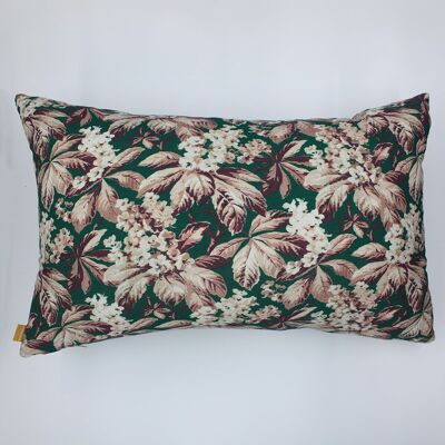 Green floral decorative cushion in cotton gauze