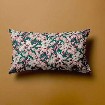 Coussin décoratif fleuri vert en gaze de coton 3