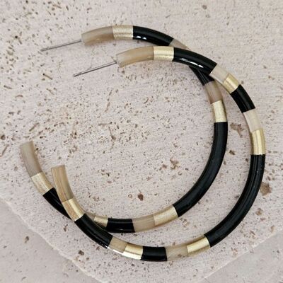 Hoop Earrings in Horn - 6 cm - Hécate - Black