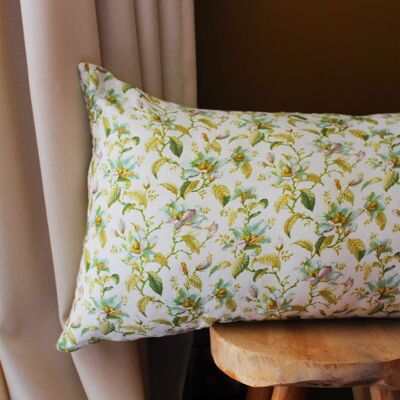 Yellow decorative cushion in cotton gauze