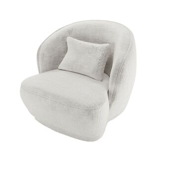 Fauteuil design tissu chenille blanc Pablo 3