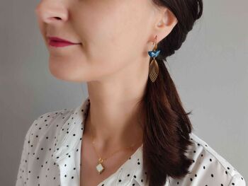 Boucles d'oreilles pendantes navette bleu L'Audacieuse 4