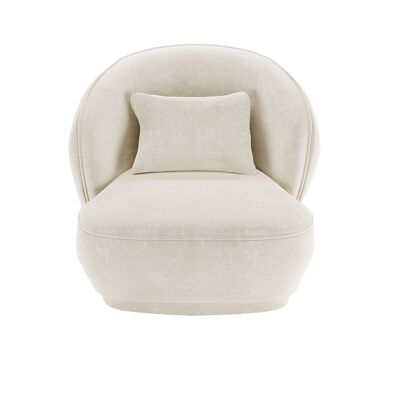 Sillón de diseño Pablo vintage de terciopelo crema