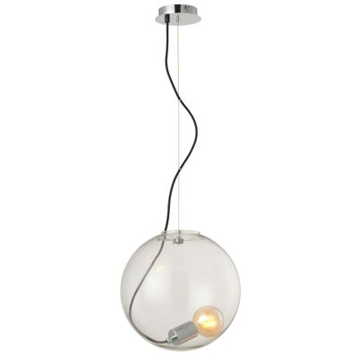 s.LUCE pro Sphere 40 glass ball with 5m cable-free socket chrome clear