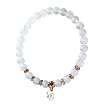 Bracelet adulte pierre naturelle, or rose - pierre de lune 1