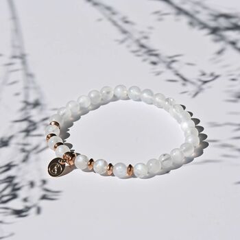 Bracelet adulte pierre naturelle, or rose - pierre de lune 3