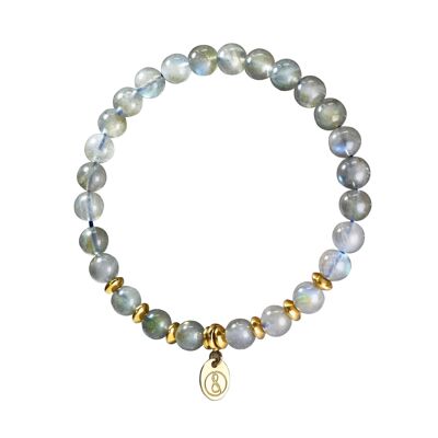 Bracciale per adulti in pietra naturale, oro - labradorite