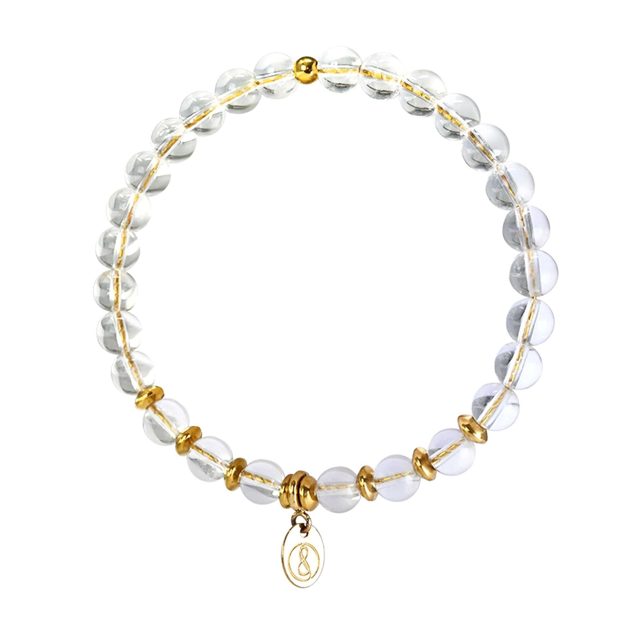 Bracciale per adulti pietra naturale, oro - cristallo di rocca