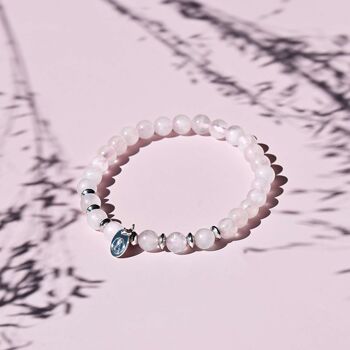 Bracelet adulte pierre naturelle, argent - quartz rose 3