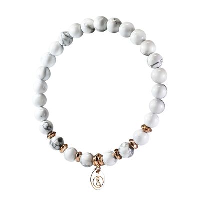 Pulsera para adulto de piedras naturales, oro rosa - howlita