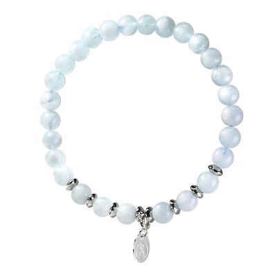 Pulsera para adulto de piedras naturales, plata - aguamarina berilo