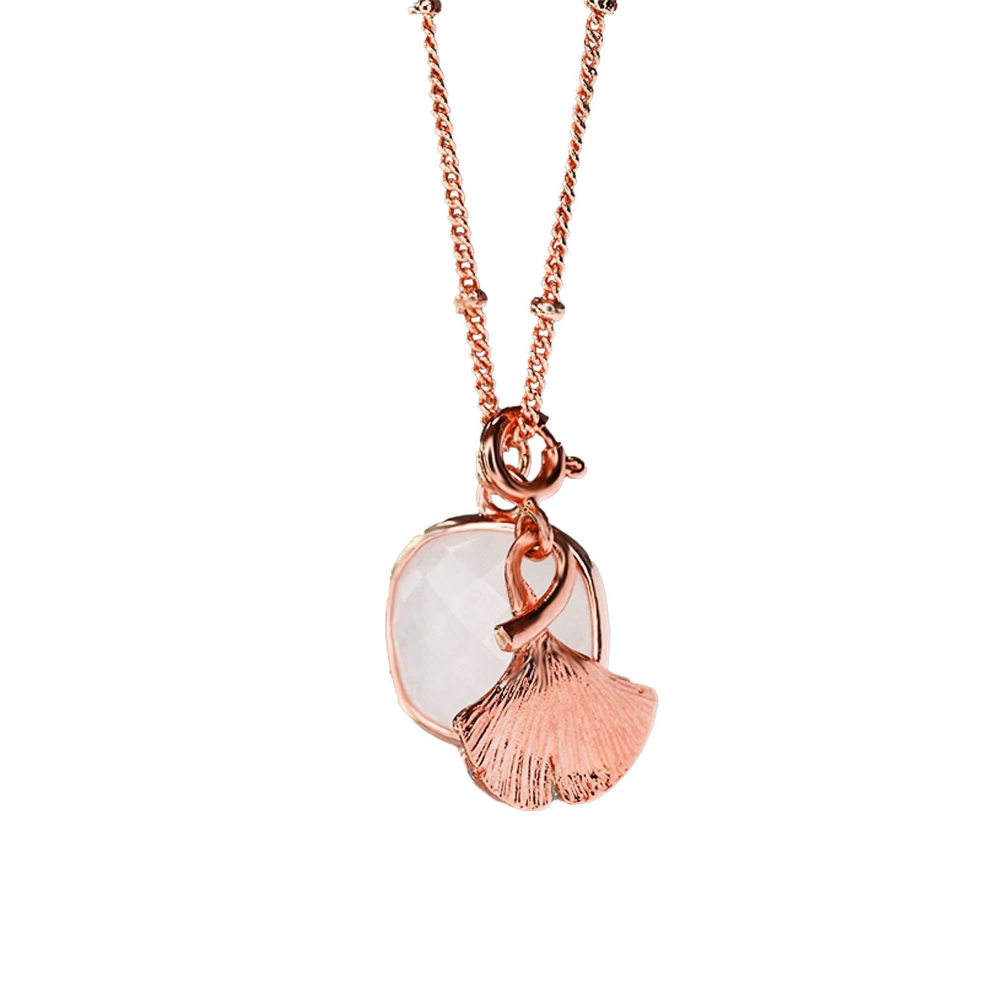 Collana benessere in oro rosa - DAISY (pietra di luna/ginko)