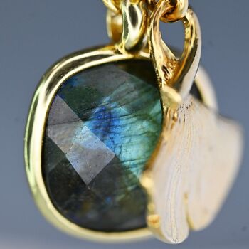 Collier bien-etre - DAPHNÉ (pierre de labradorite/ginko) 2