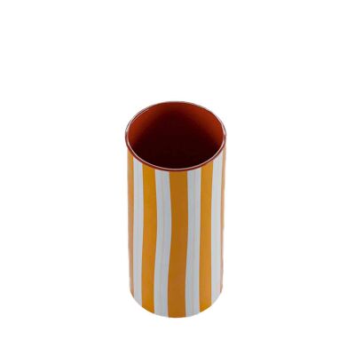 Vase cylindrique à rayures orange, Orlando - modèle medium
