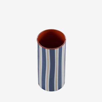 Vase cylindrique à rayures bleu, Orlando - modèle medium 1