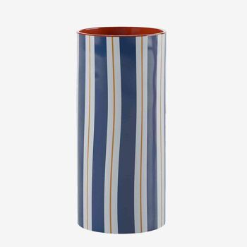 Vase cylindrique à rayures bleu, Orlando - modèle medium 3